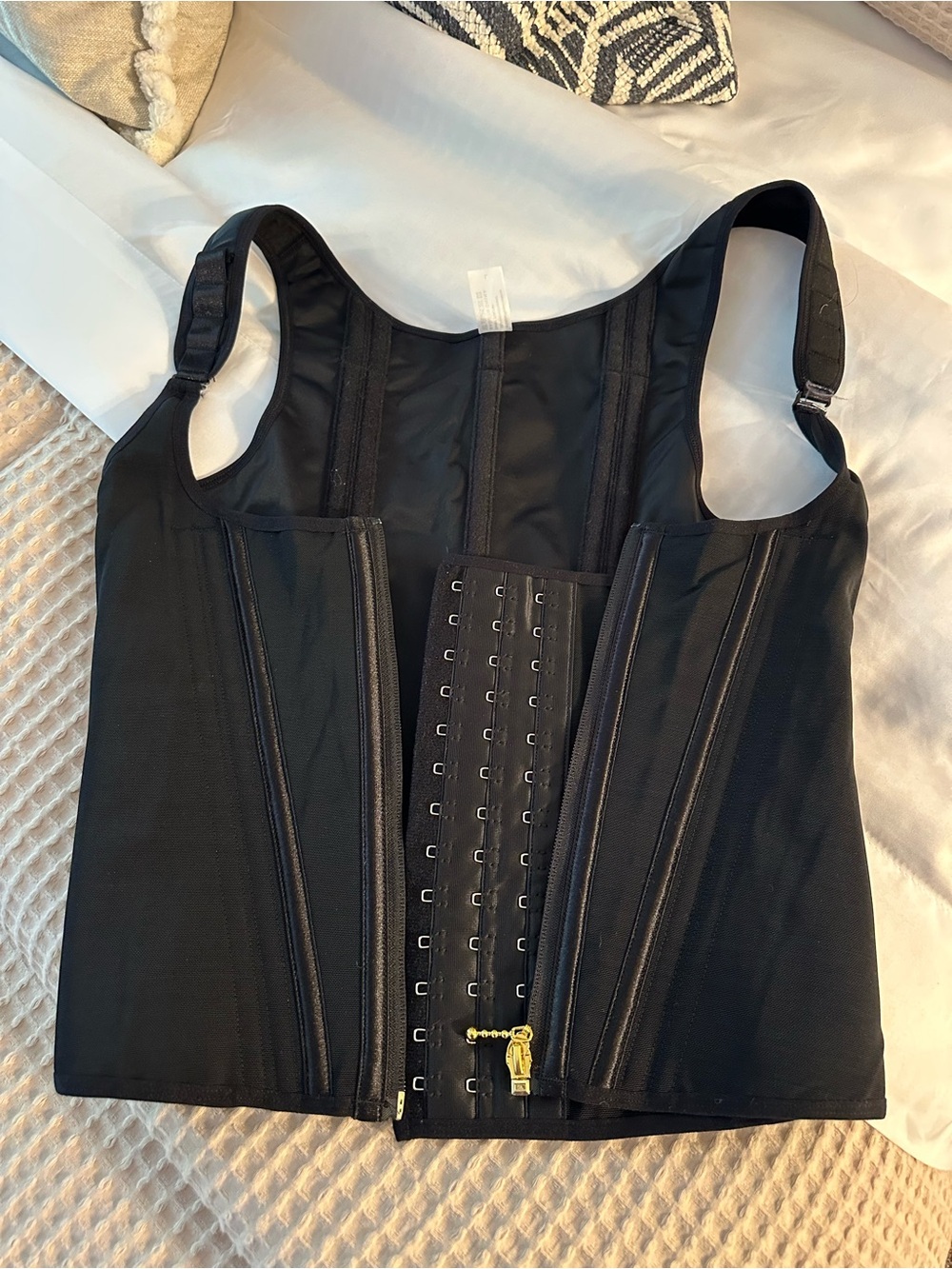 Waist trainer Black Sculpting Boned Tank Top with Front Hook Closure faja